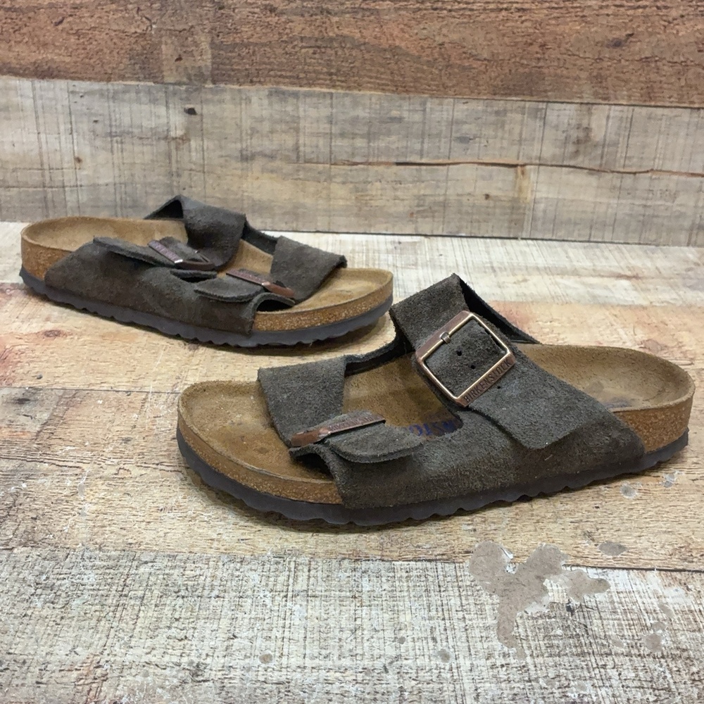 Birkenstock Arizona Sandals Womens Size 7 38 Brown Suede Slide Comfort Shoes